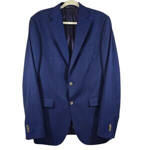 L Jack Victor 1913 Luxury Collection Mens Blue Fitted Blazer Sportscoat Size 42L